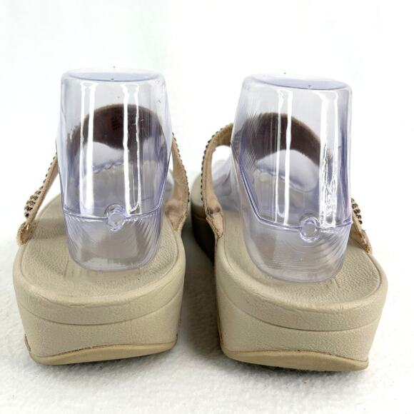 FitFlop Strobe Thong Flip Flop Sandals 9 Gold Silver Crystal Embellished - Picture 4 of 10